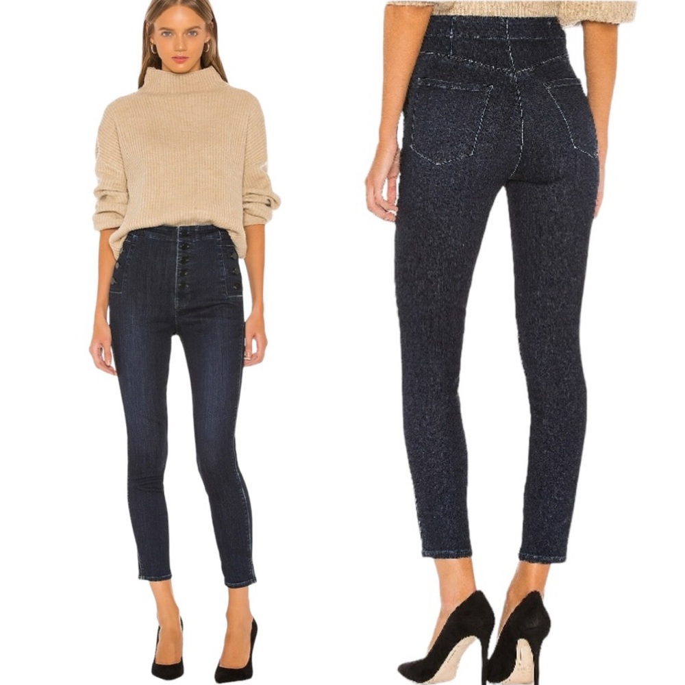 J BRAND Jeans Natasha Sky High Crop Skinny Cigarette Leg Dark Wash Blue Size 24